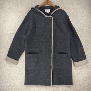 Casual WorkStyles Coat Jacket 100% Wool Double Breasted Gray Lg Cottage Core